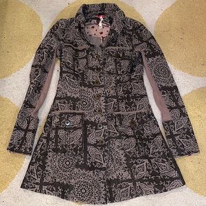 FREE PEOPLE paisley long sleeve jacket/dress 0/XS